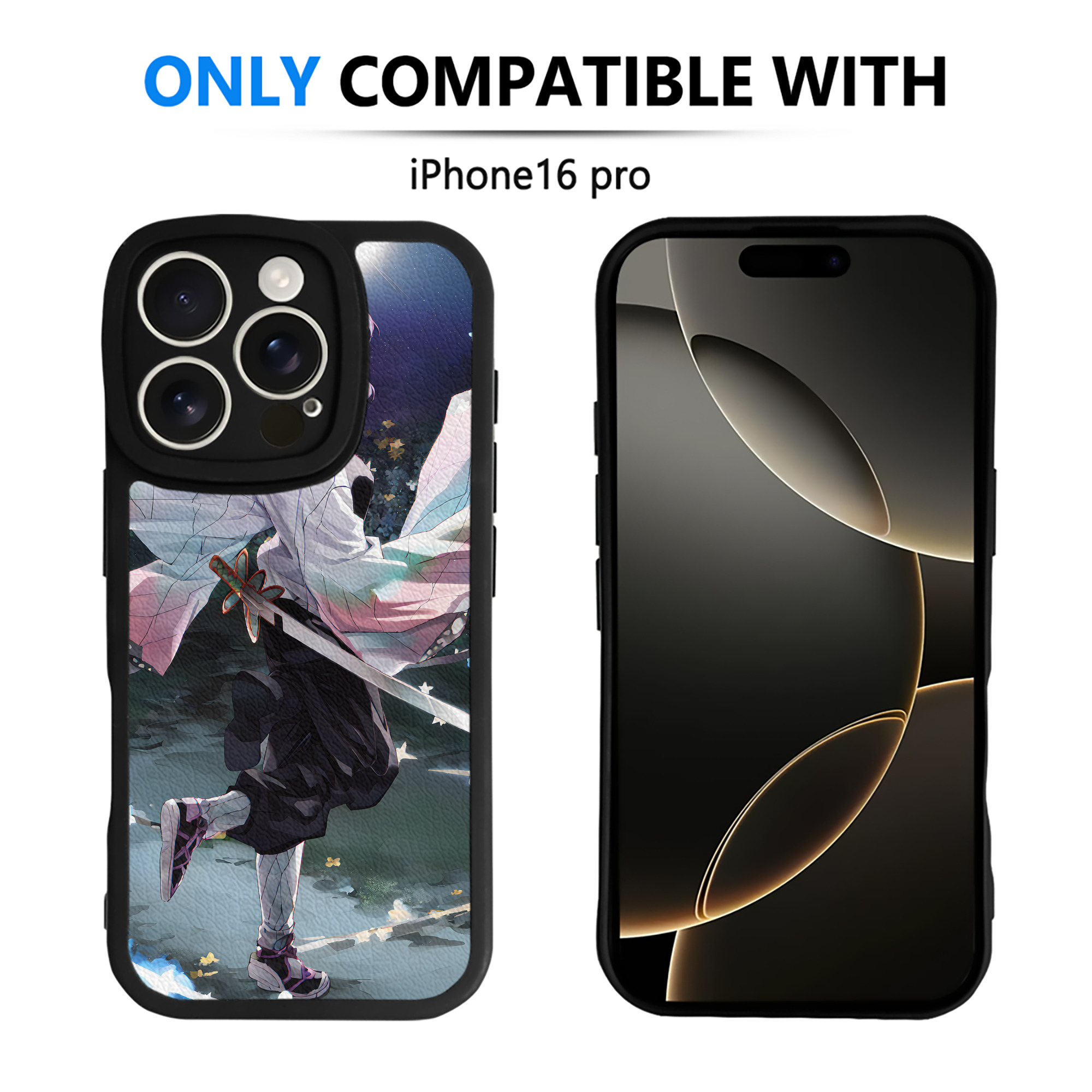 （画像用） 鬼滅の刃（きめつのやいば）蟲柱-胡蝶 しのぶ／こちょう しのぶ Kochou Shinobu 【iPhone 16シリーズ対応】シリコンスマホケース（レザー調） 材質：シリコン